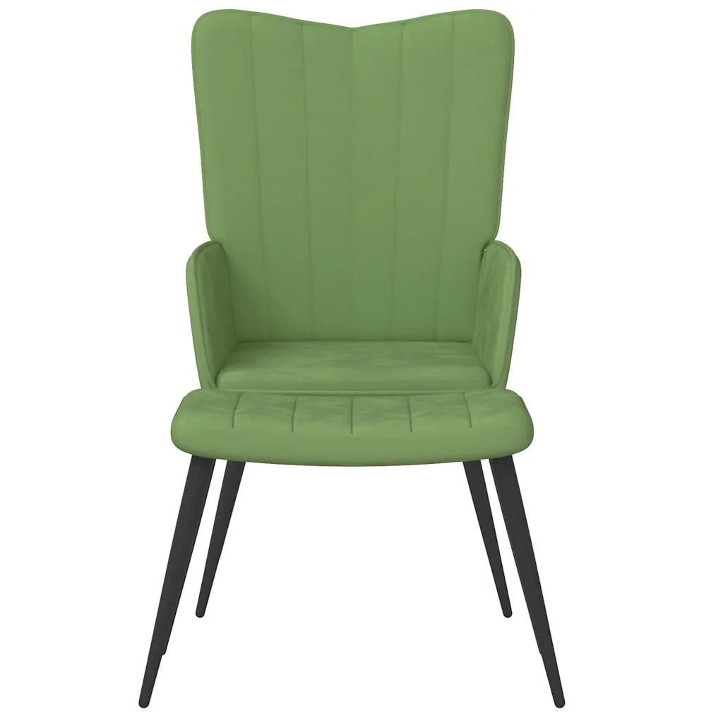 Poltrona Relax | Sedia Relax con Sgabello Verde Chiaro in Velluto