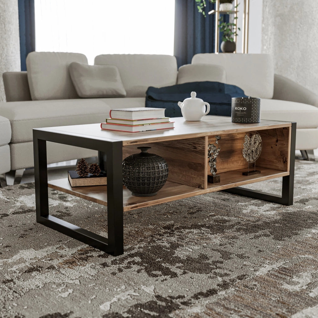 Tavolino in legno "Haldizen" - 105 x 55 x 40 cm - Marrone