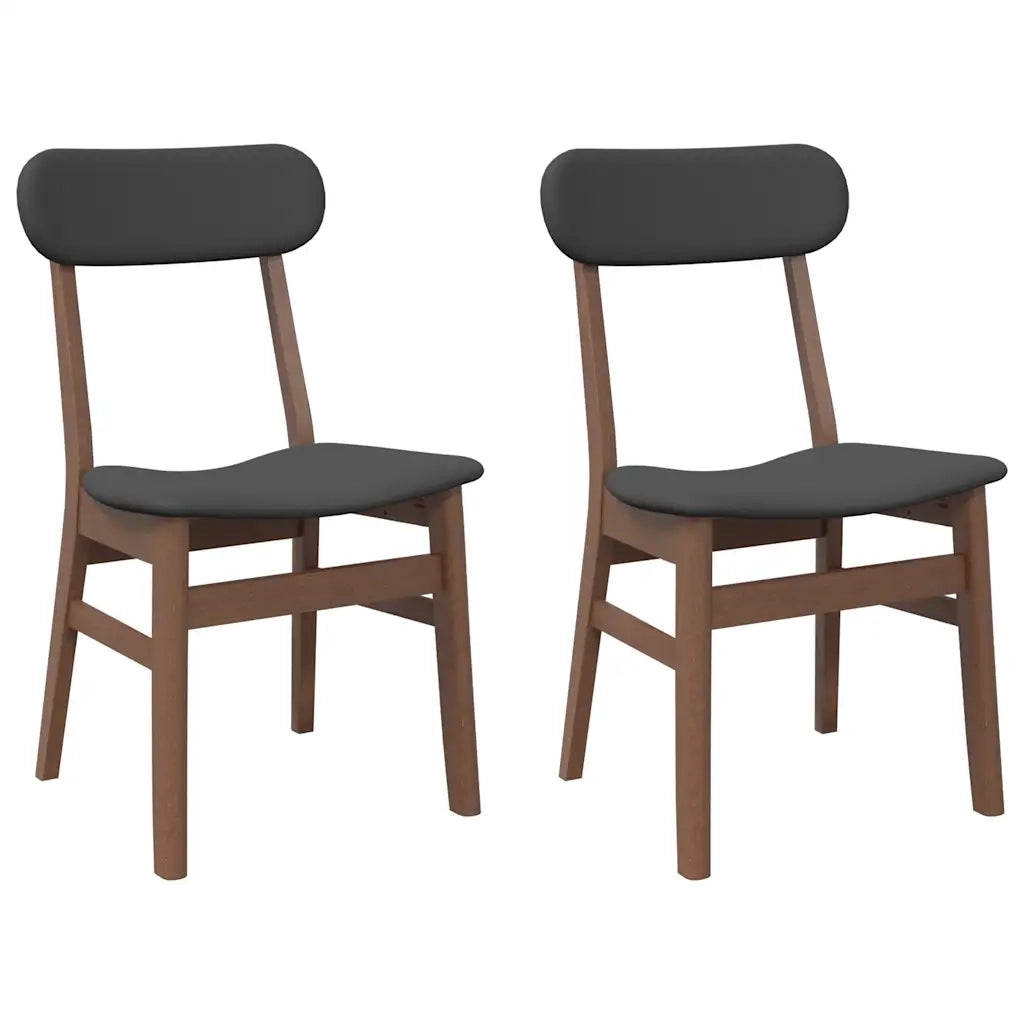 Sedie da Pranzo con Cuscini 2pz Marrone Legno Massello di Hevea