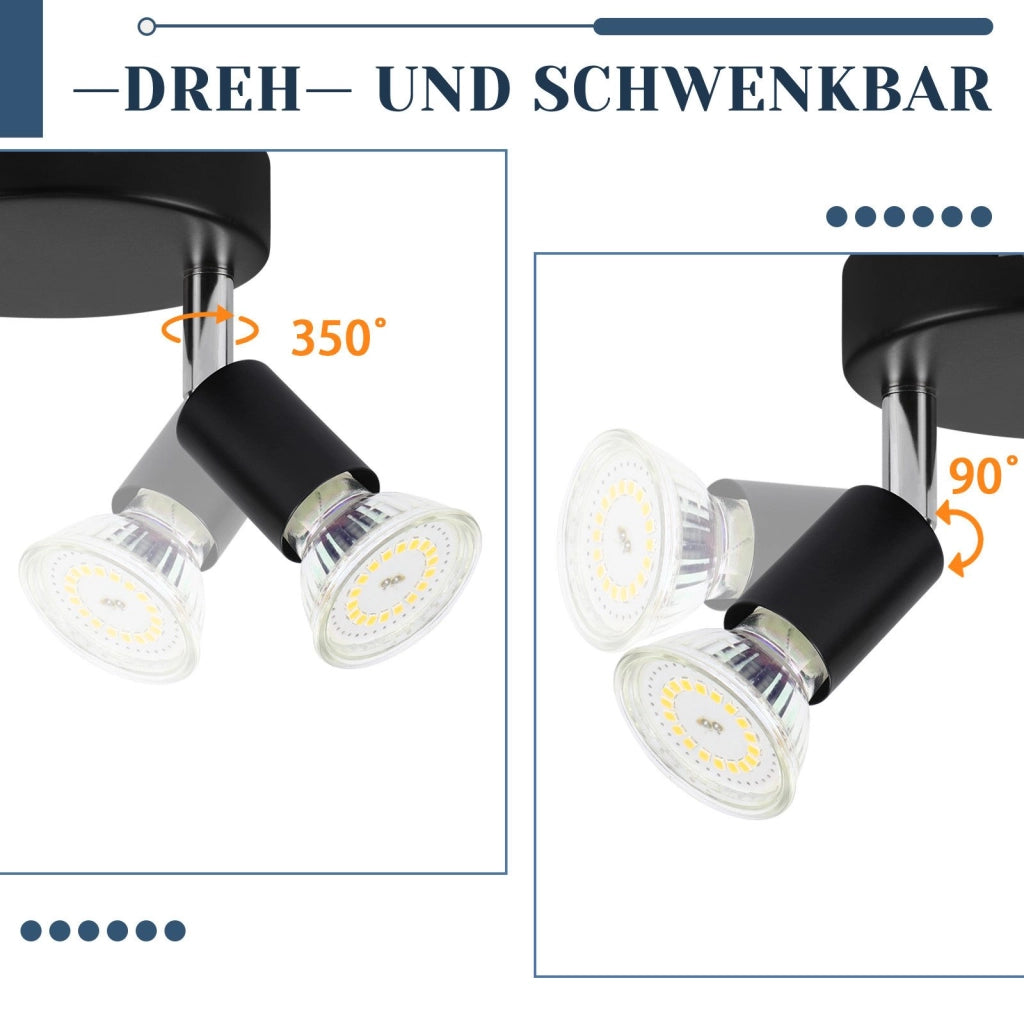 ZMH Faretto da soffitto neri 3 luci GU10 moderni rotondi orientabili 350° per cucina corridoio soggiorno senza lampadina