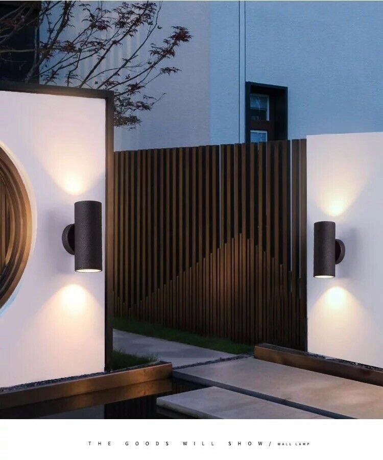 Applique Lampada da Muro Parete LED con doppia emissione GU10 per esterno IP65 Lampada Grigia Luce Calda 3000k
