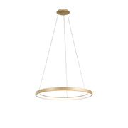 Krizia - Lampada a sospensione led 60W dimmerabile - 4800lm, luce calda 3000K, anello oro spazzolato, diffusore opale, d.80 cm, IP20