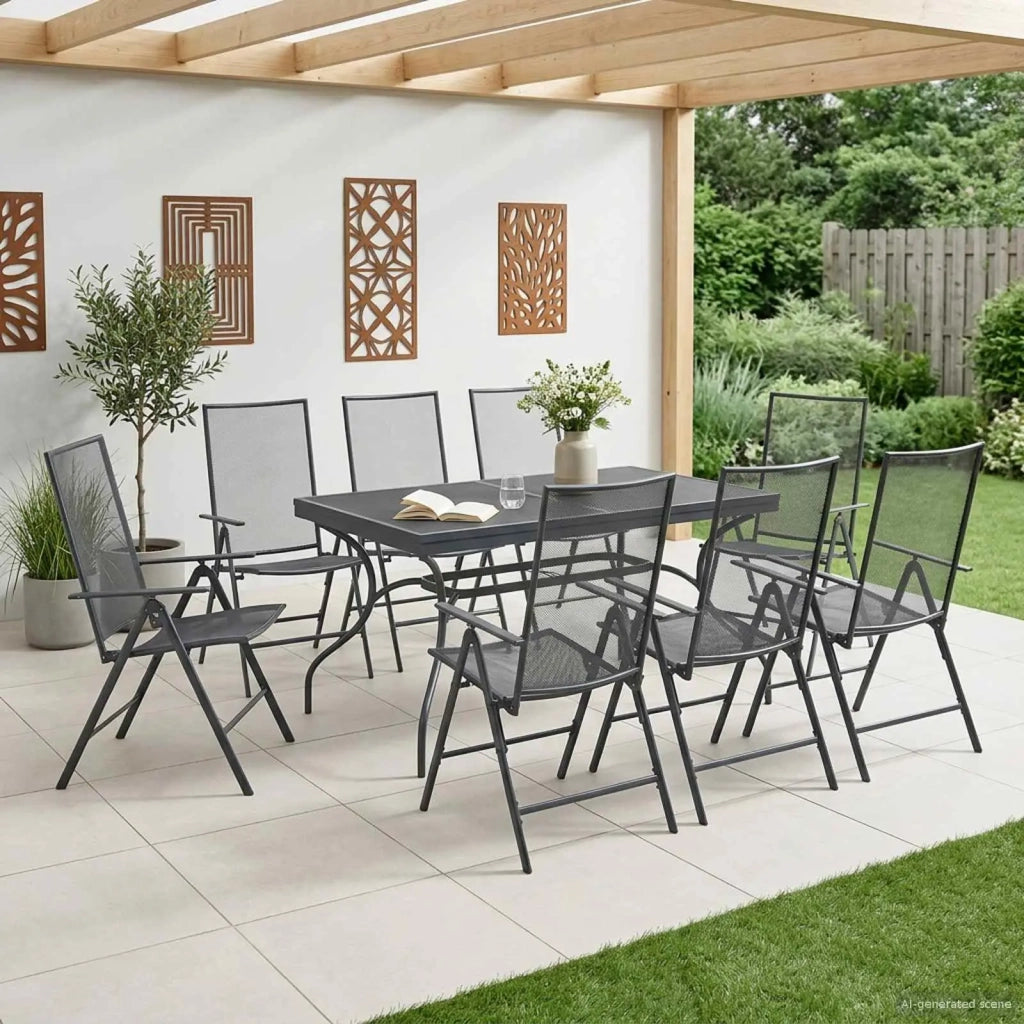 Set da Pranzo per Giardino 9 pcs Antracite 212 x 90 x 76 cm