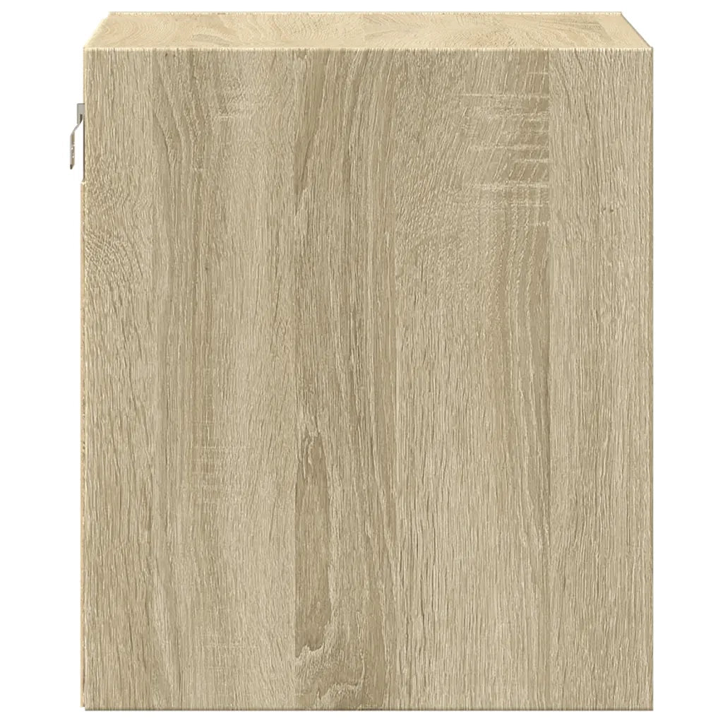 vidaXL Comodino a Parete con luci LED Rovere Sonoma