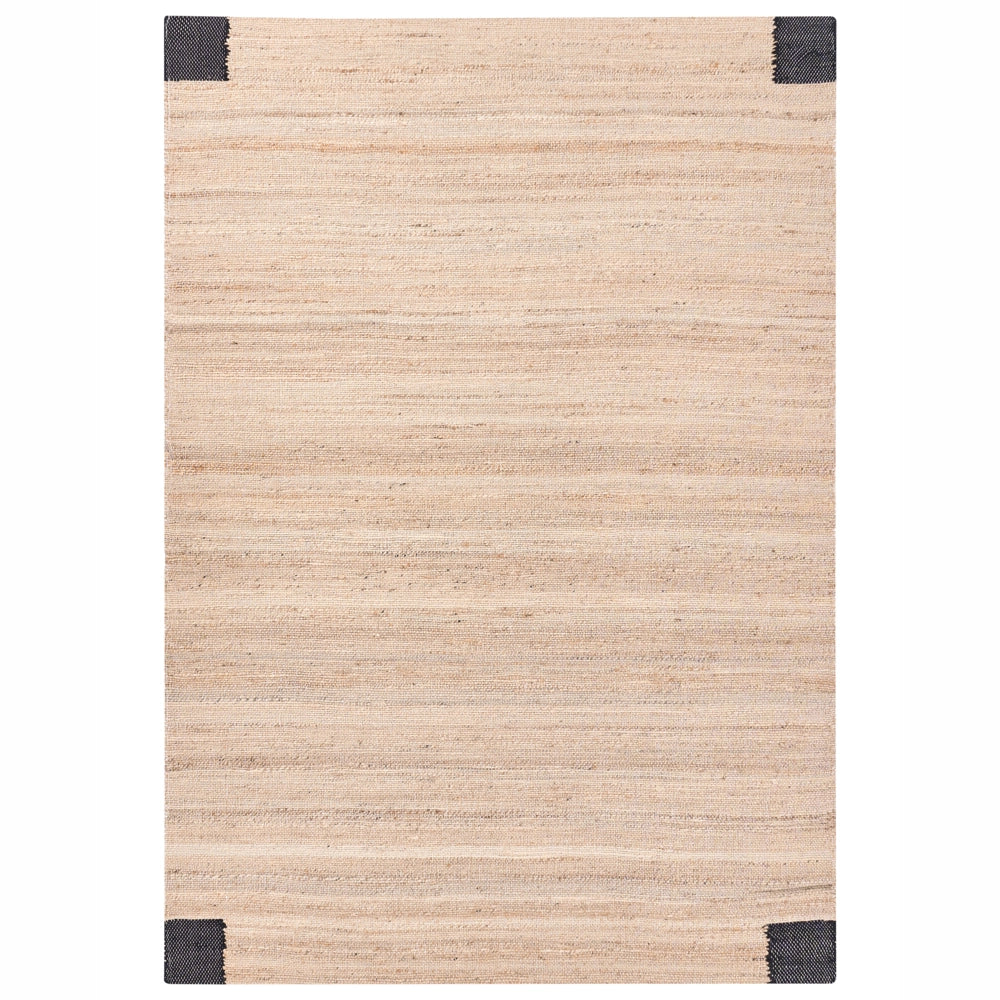 Tappeto beige e nero in juta 160 x 230 cm Rettangolare Tessuto Stile rustico Soggiorno Camera da letto