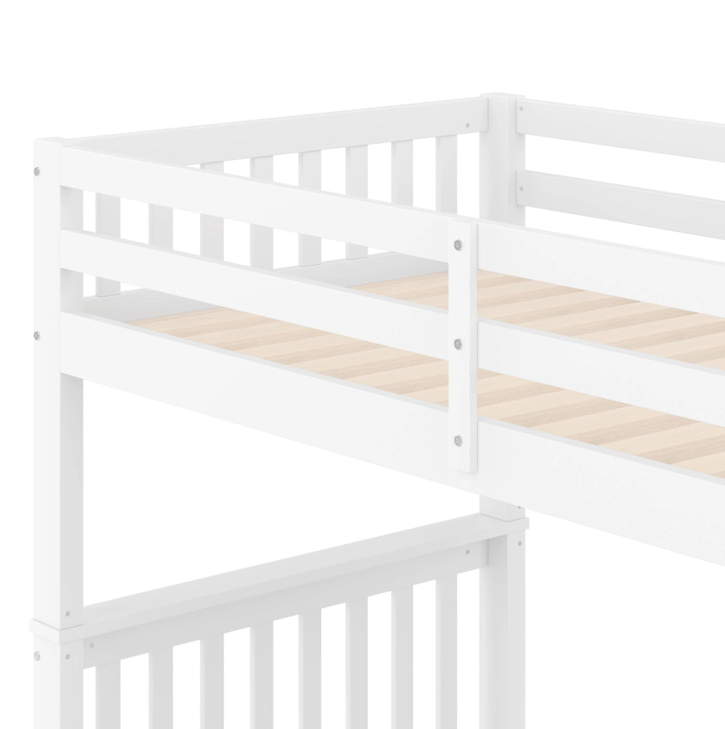 Letto a castello 90x200 cm con scala contenitore e 2 cassetti