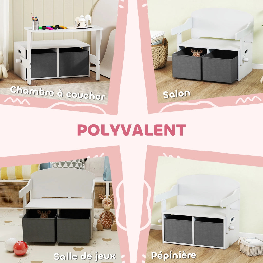 Tavolo e sedie bambini con contenitori ¨C Minimal ¨C 67,5x46,5x56,7 cm, bianco