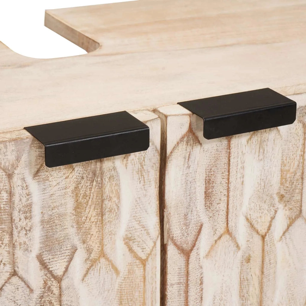 Set da Bagno Finitura Bianco Lavato Legno di mango massello