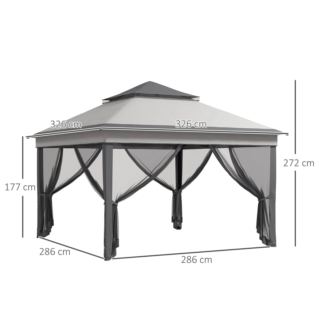 Tenda da Giardino Pieghevole ¨C Zephmum ¨C Grigio 3.26x3.26x2.72 m con Mosquitera
