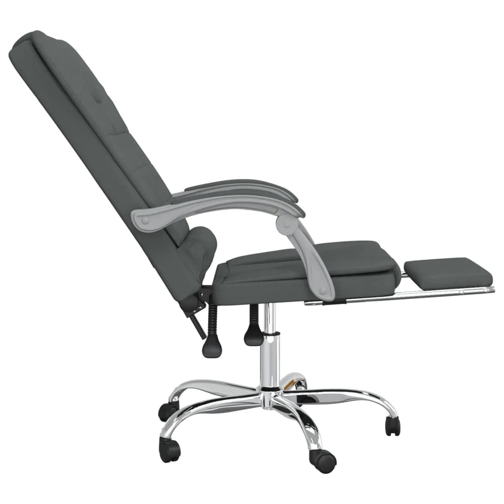 Poltrona da ufficio reclinabile per massaggi per uso al computer tessuto grigio scuro 02_0025389