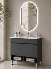 Mobile bagno con piedini con lavabo extrapiano ORIGENBATH NEBARI senza specchio 90x40 cm grafite