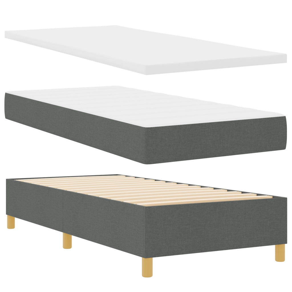 Letto Box Spring e Panchina Grigio Scuro 100x200 cm Tessuto