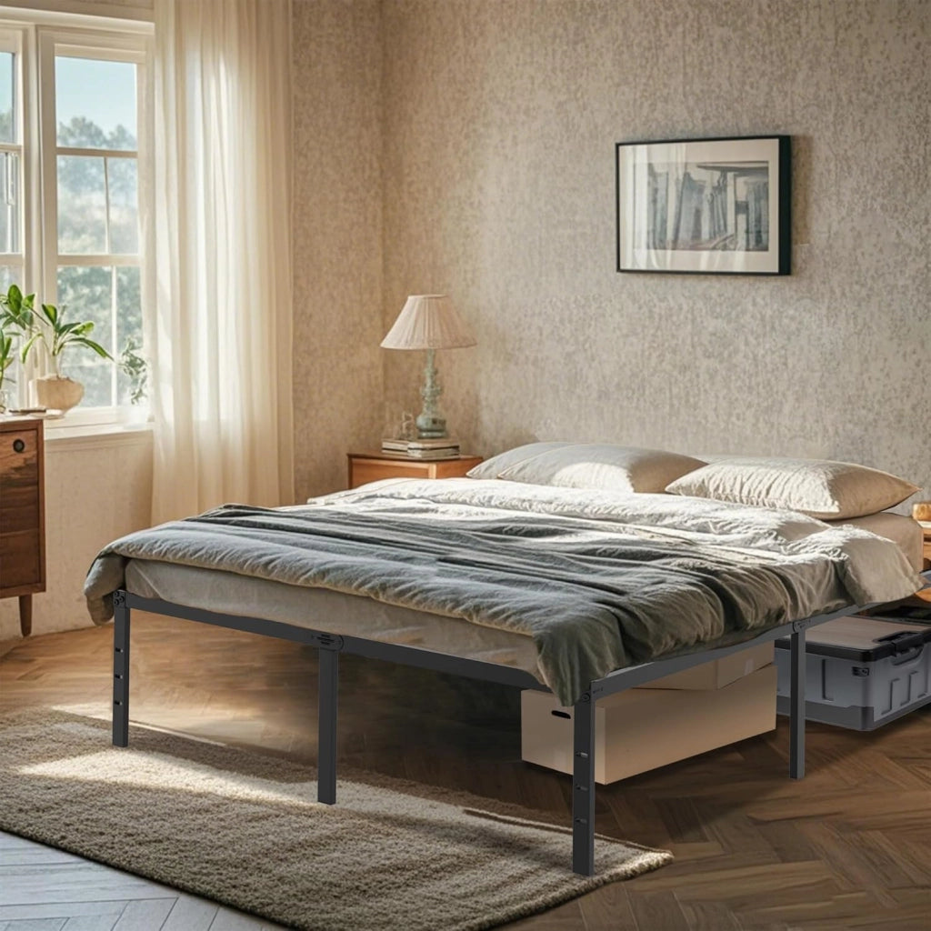 Telaio letto 140 x 200 cm, in metallo, con rete a doghe, letto matrimoniale, letto per ragazzi e ragazzi, in metallo, per camera da letto, camera degli ospiti