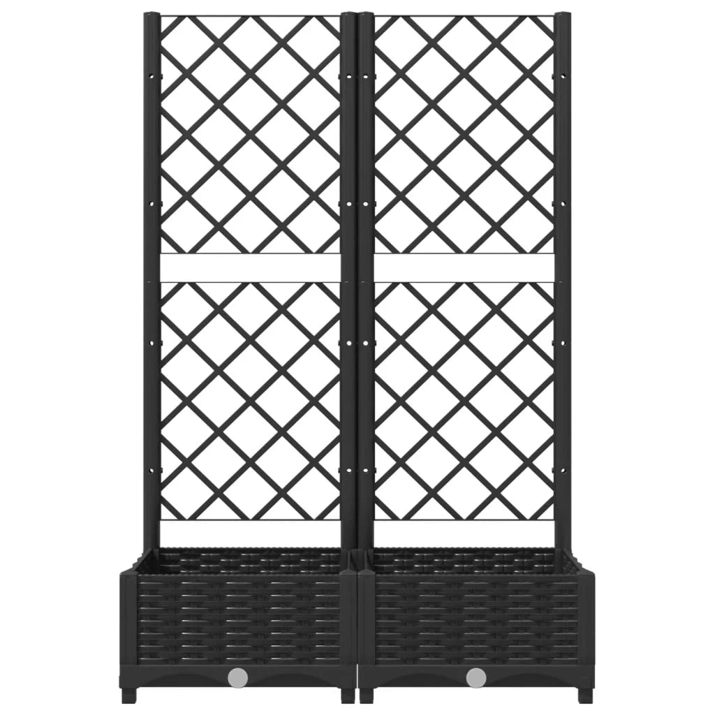 Fioriera rialzata per piante fiori patio giardino con traliccio 80 x 40 x 121,5 cm PP nero 02_0038304
