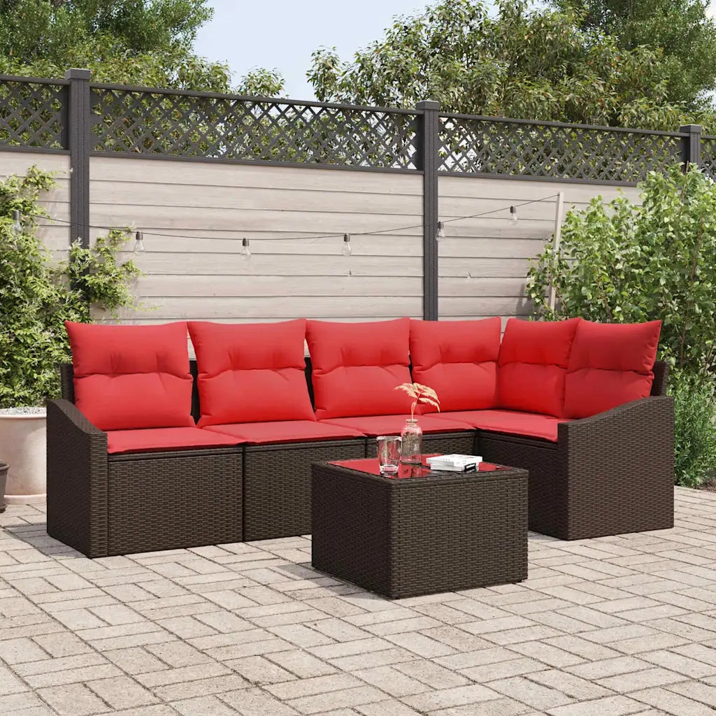 Set di divani 6 pz Marrone polyrattan 3346734