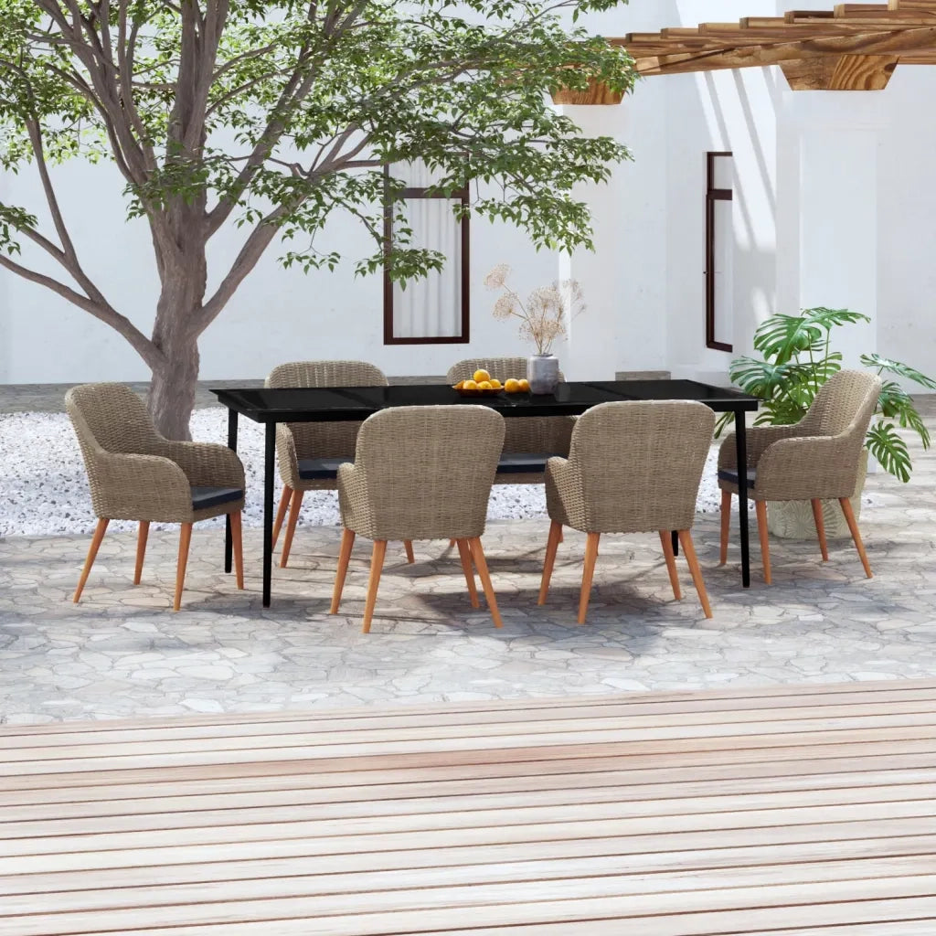 Set Mobili da Pranzo per Giardino 7 pz con Cuscini Marrone cod mxl 48777