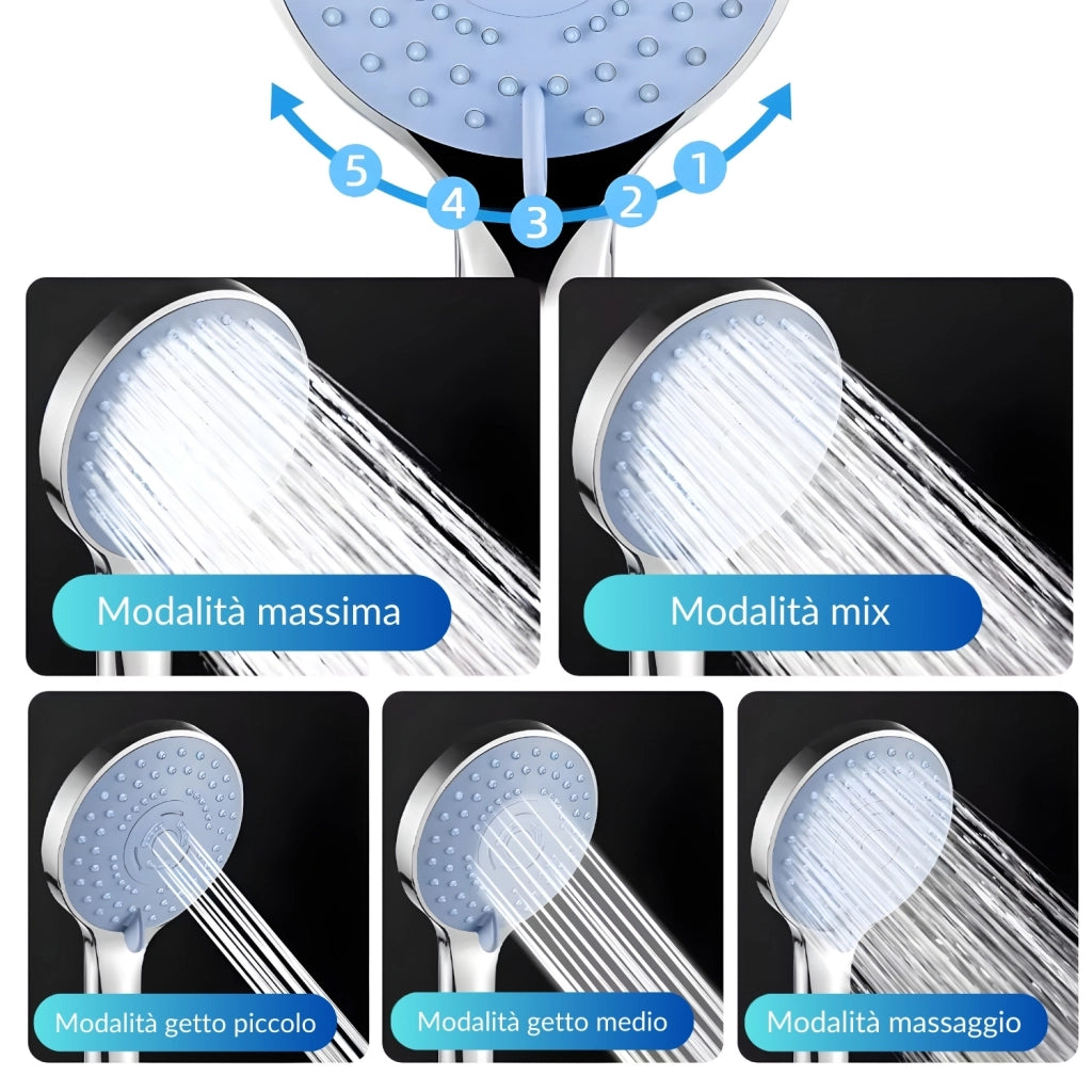 Doccetta soffione vasca doccia 5 funzioni multigetto anticalcare abs cromato *** pezzi 1