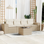 Set Divano da Giardino 5 pz con Cuscini Beige in Polyrattan 3254625