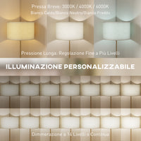 Lampada da Terra con Telecomando e Luminosità Regolabile 3000K-6000K Paralume in Tessuto Oro