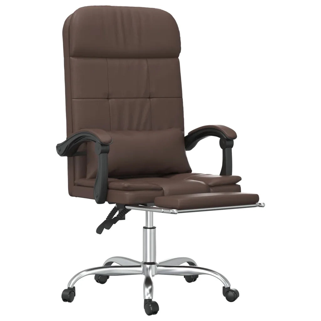 Poltrona da Ufficio Massaggiante | Sedia Relax Reclinabile marrone Similpelle