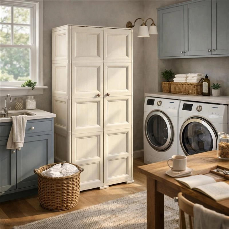 ARMADIO ANGORA 5 MODULI 79X43X203 CM – MOBILE ALTO SALVASPAZIO PER ORGANIZZAZIONE INGRESSO E ZONA GIORNO