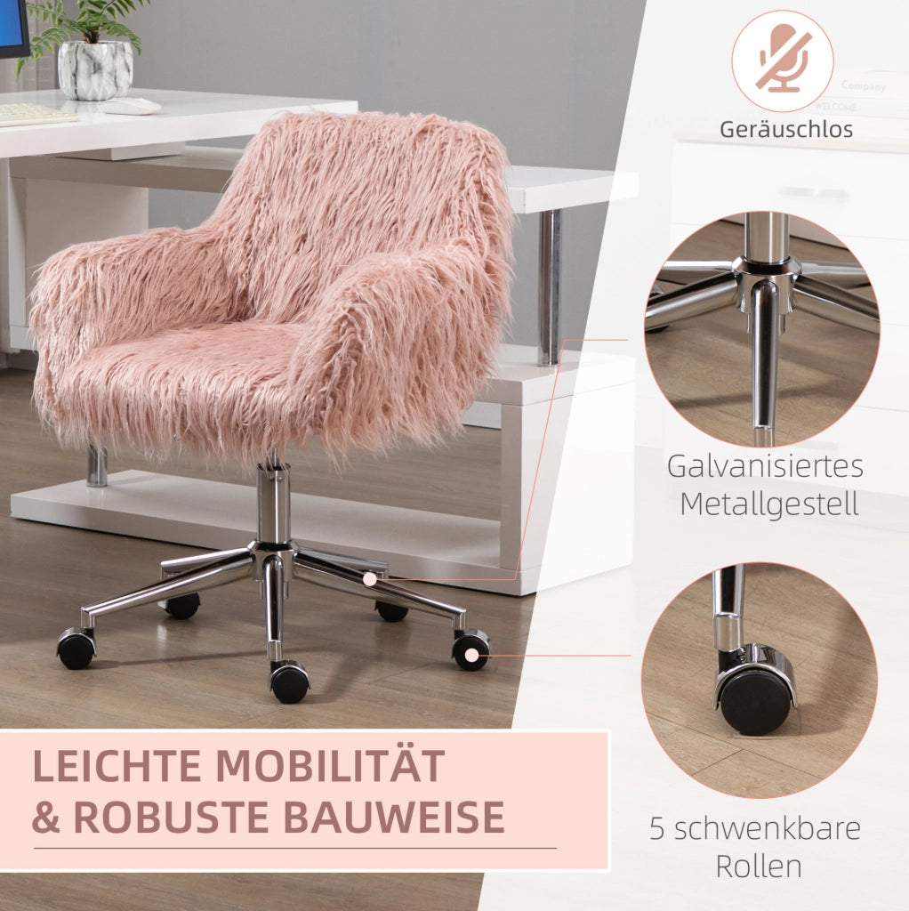 Sedia da ufficio rosa in ecopelliccia, altezza regolabile