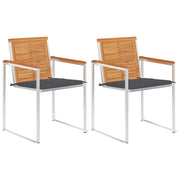 Sedie da Giardino 2 pz con Cuscini in Legno Acacia e Acciaio cod mxl 72312