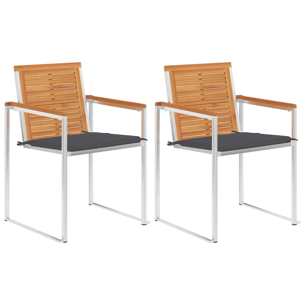 Sedie da Giardino 2 pz con Cuscini in Legno Acacia e Acciaio cod mxl 72312