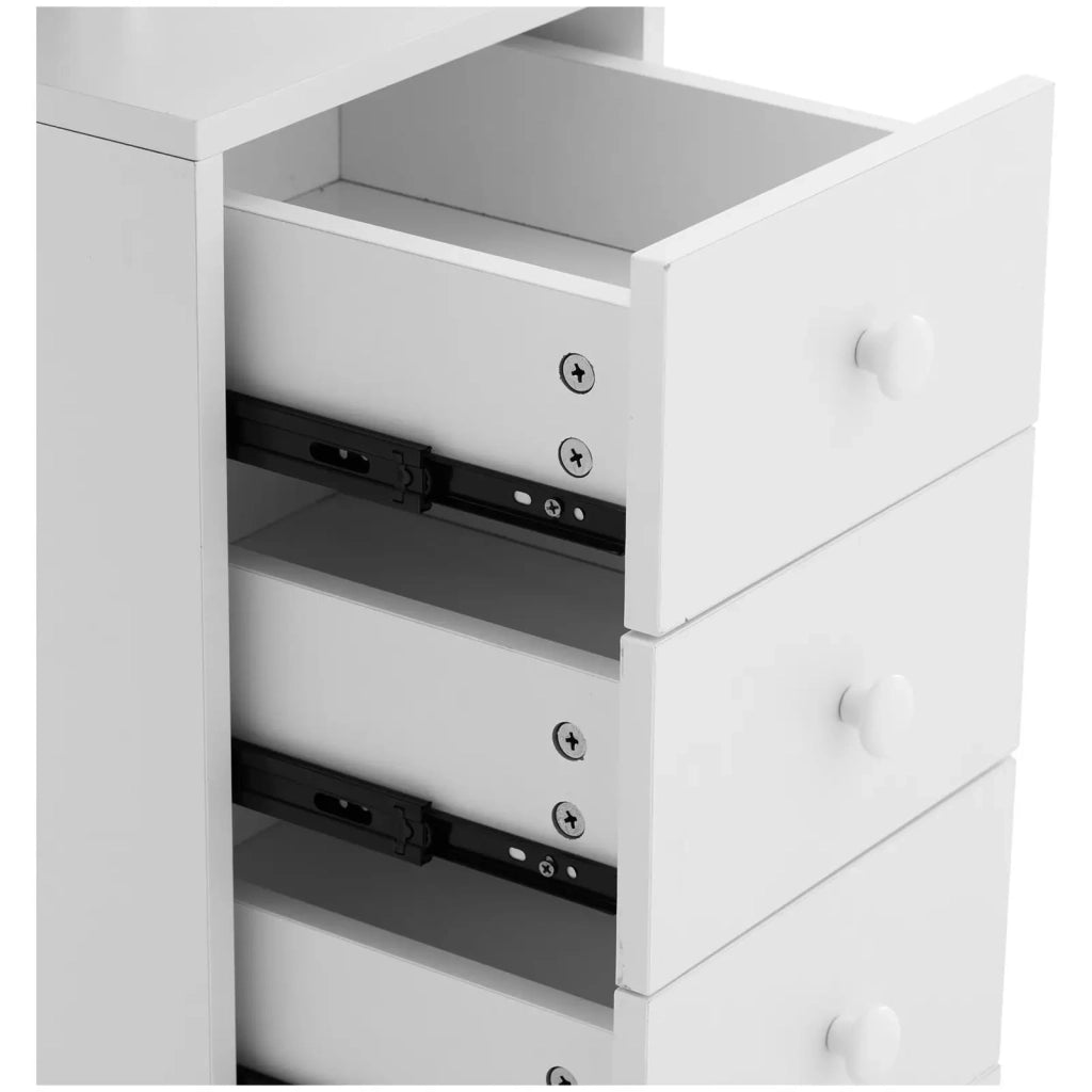 Tavolo per manicure 119 x 45 x 77 cm 4 cassetti 6 ruote in gomma MDF bianco 14_0009977