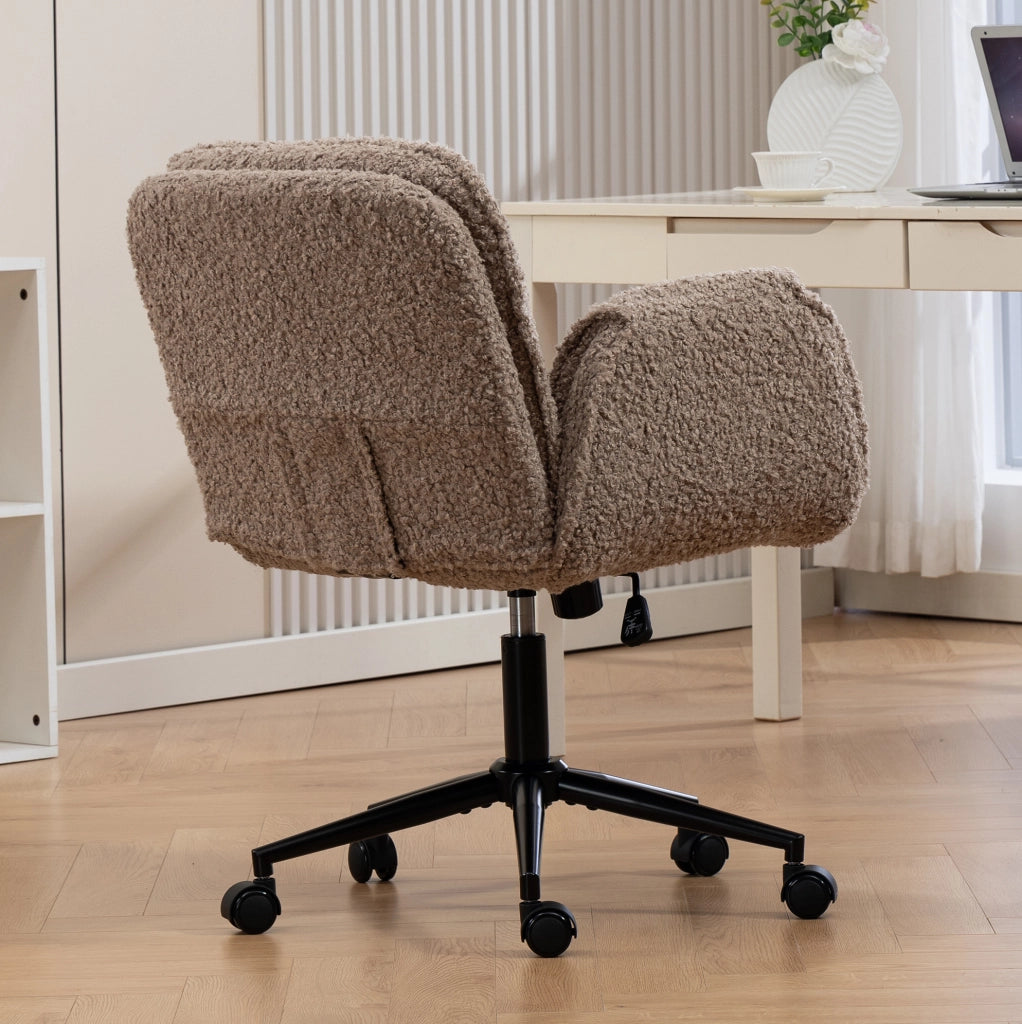 Sedia da ufficio girevole in teddy fleece marrone