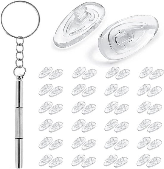 25 paia di cuscinetti antiscivolo in silicone universali per occhiali - 14 mm - inclusa chiave a stella