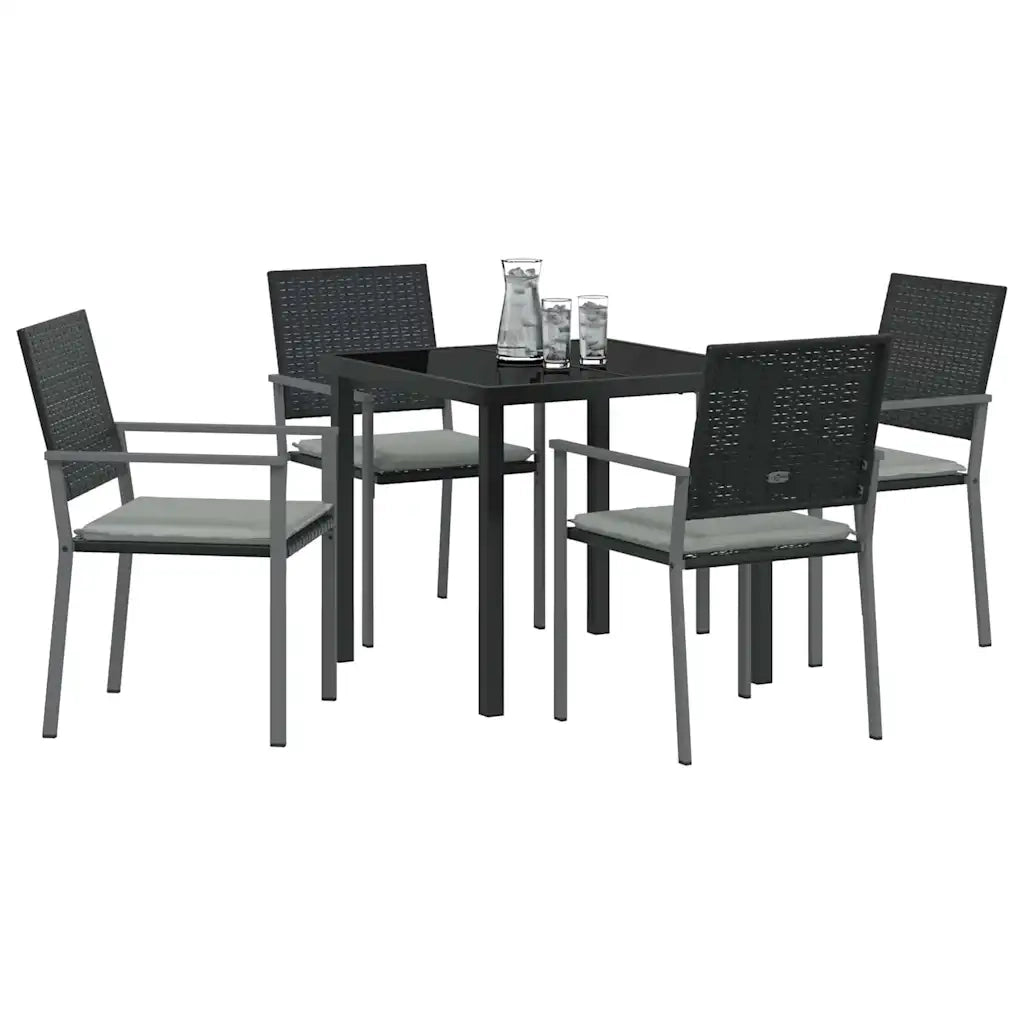 Set da Pranzo per Giardino 5 pcs Nero e Grigio Chiaro