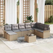 Set Divano da Giardino con cuscino 9 pcs Nero Poly Rattan 3354159