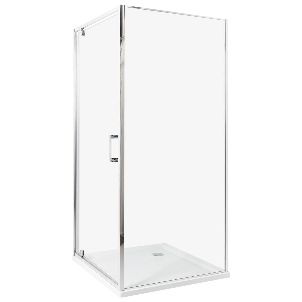Box Doccia Vetro Temperato argento Cornice Alluminio Anta Singola Quadrata 90 x 90 x 185 cm