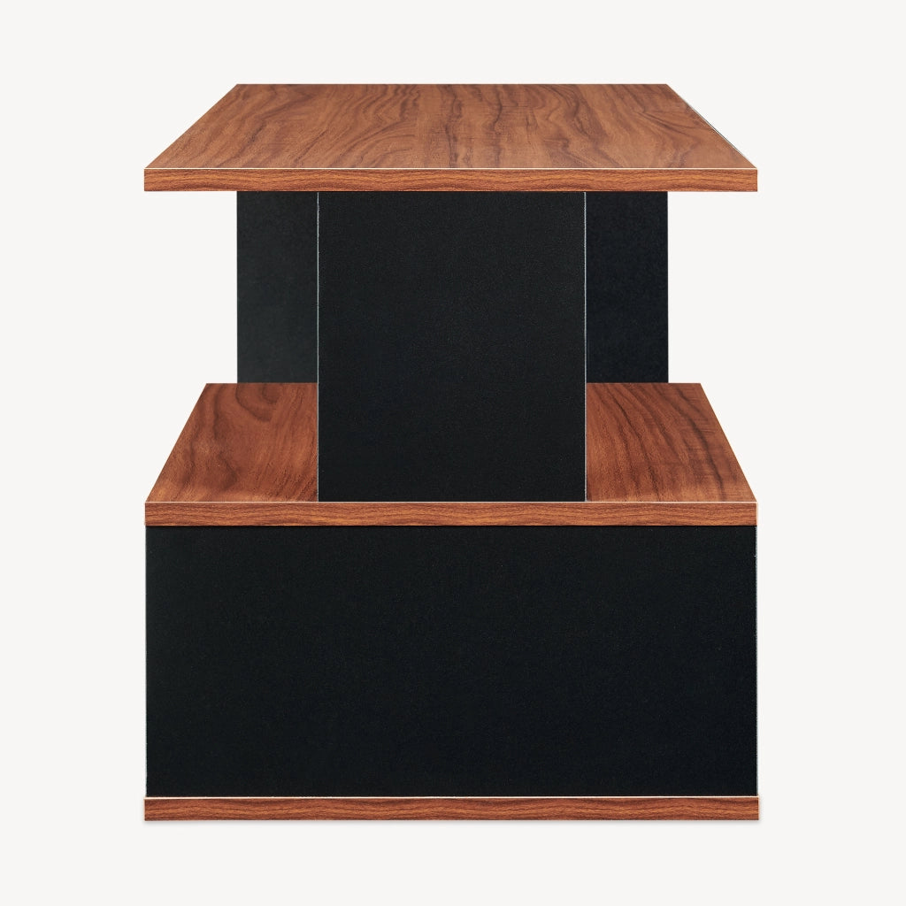 Tavolino da Salotto Trond con 3 Vani Aperti 80 x 40 x 42 cm - Nero/Effetto Noce [en.casa]