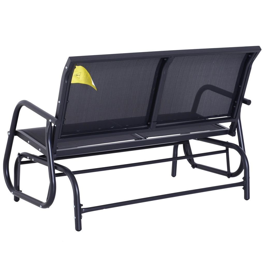 Panca a dondolo da giardino 2 posti 120x70x85 cm in metallo e rete; nero