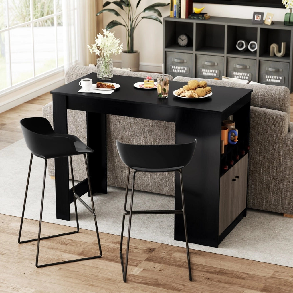 Tavolo da bar di angolo colazione alto da cucina con scomparti aperti, Armadietto contenitore e ripiano regolabile-Tavoli e sedie da pranzo