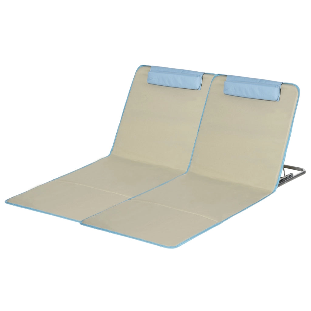 Sdraio da Spiaggia Pieghevoli Set 2 Pezzi ¨C zephmum ¨C Beige e Azzurro 53x124x35-45 cm