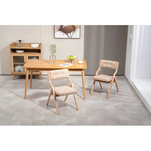 Sedie Pieghevoli Imbottite con Cuscino ¨C MINIMAL ¨C Set 2, Legno, Beige