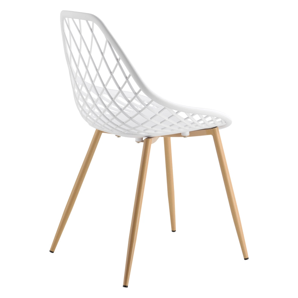 Set Warschau di 2 Sedie da Sala a Scocca Unica in Plastica - Bianco / Effetto Faggio [en.casa]