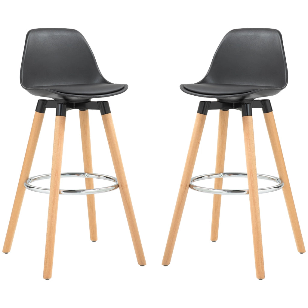 Sgabelli da Bar con Schienale e Poggiapiedi ¨C Zephmum ¨C 2 Pezzi Imbottiti 43x43x91 Nero