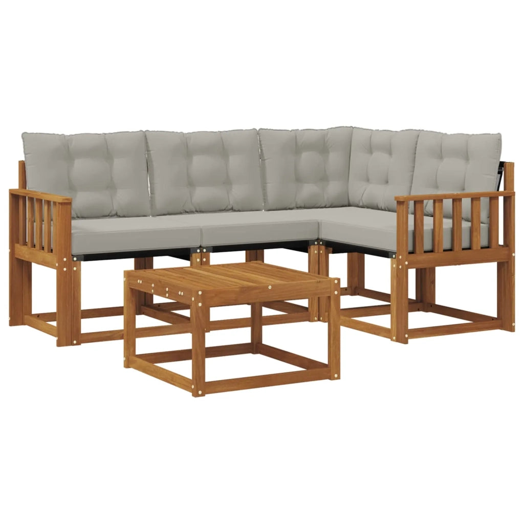 Set di divani da esterno 5 pcs Grigio Naturale e Chiaro 3368638