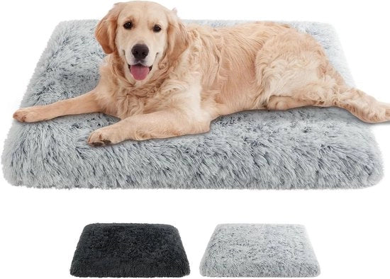Dik Pluche Letto per Cani per Lusso e Comfort - Riduzione dello Stress e Riscaldamento - Grigio - 75 x 50 x 8 cm