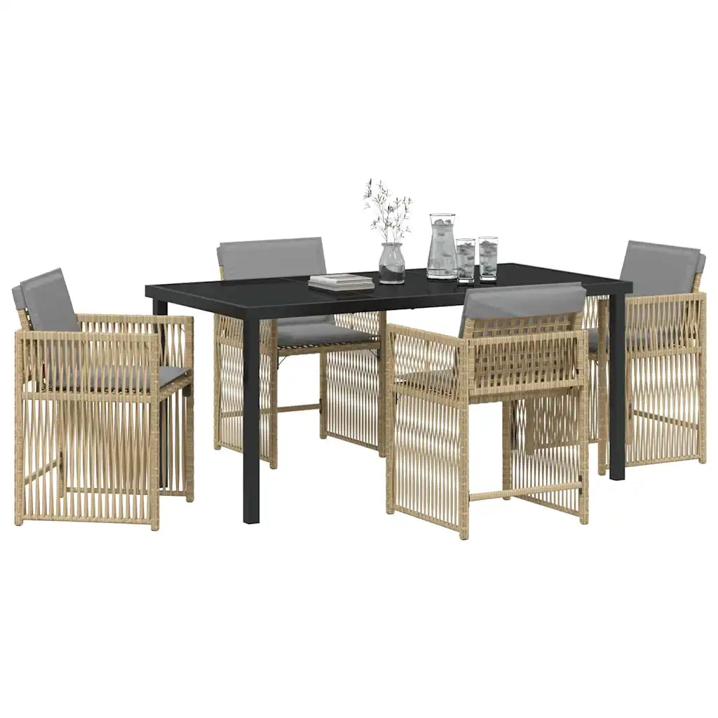 Set da Pranzo per Giardino 5 pcs Beige polyrattan 3380795