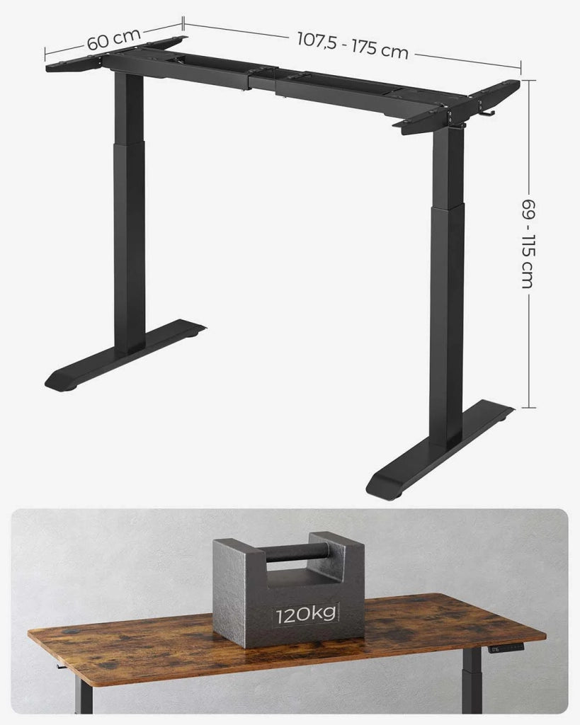 Telaio per scrivania elettrico gambe per scrivania sit-stand senza piano del tavolo con gancio regolabile in altezza in continuo funzione memory acciaio nero 12_0004700