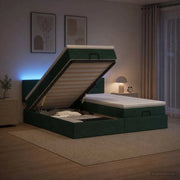 Letto Ottomano con Materasso e LED Verde Scuro 200 x 200 cm 3457341