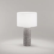 Lampada Tavolo Contemporanea Tribale Ceramica Cemento Tessuto Bianco 1 Luce E27