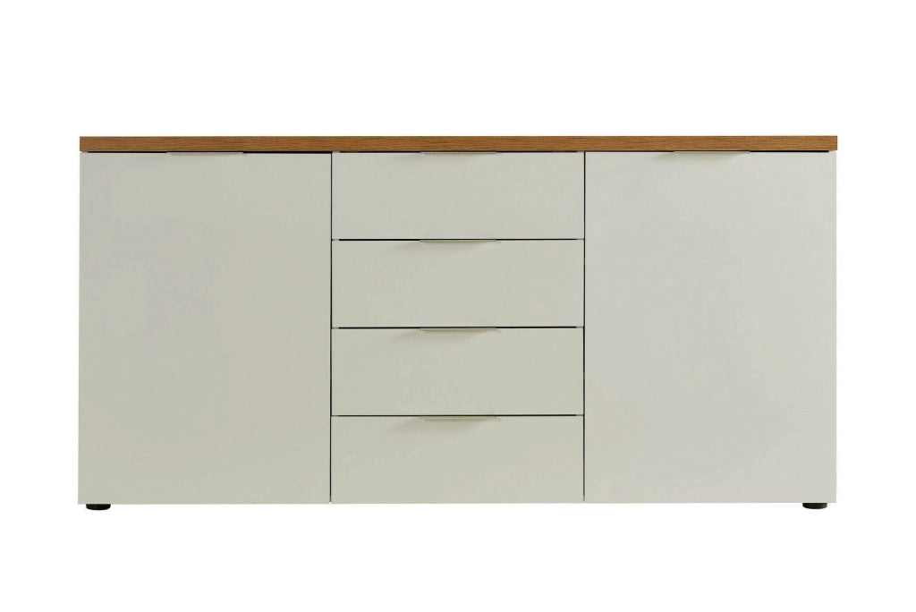 Madia Satriano, Credenza 4 Ripiani Made in Italy, 180x43x89h cm Bianco Lucido