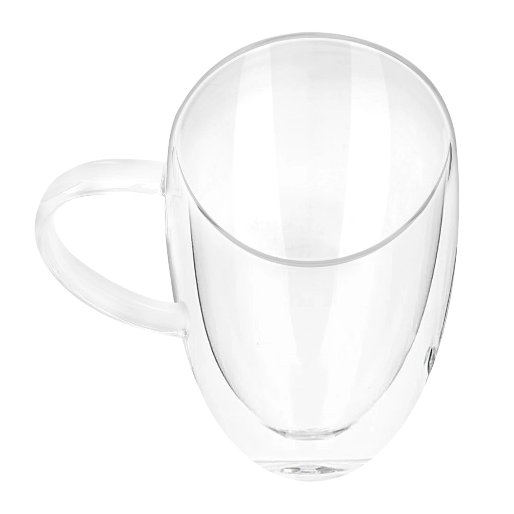 Lotto 2 bicchieri con manico a doppia parete 350 ml in vetro borosilicato solido Trasparente Cheffinger