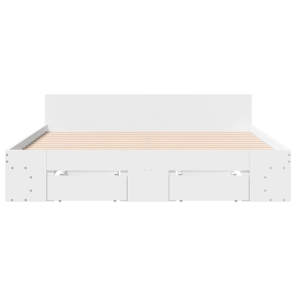 Giroletto con Cassetti Bianco 140x190 cm in Legno Multistrato